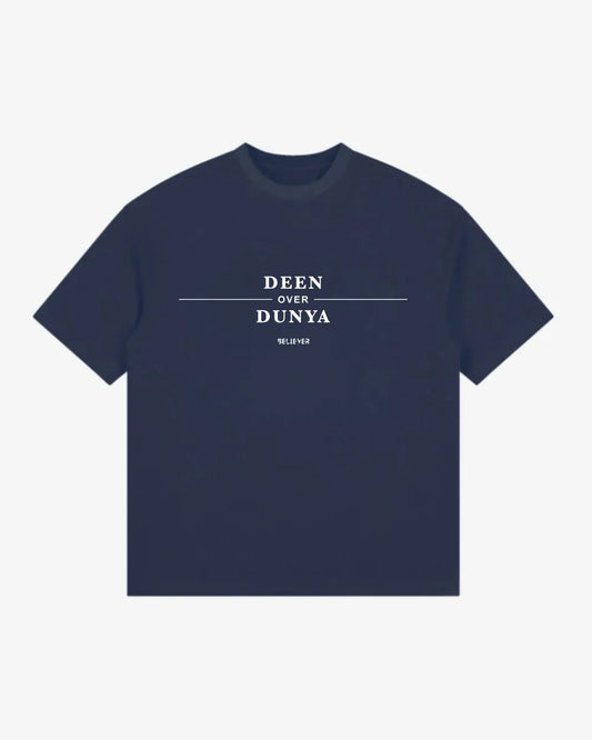 DEEN OVER DUNYA Unisex Oversized T-Shirt - Navy Blue