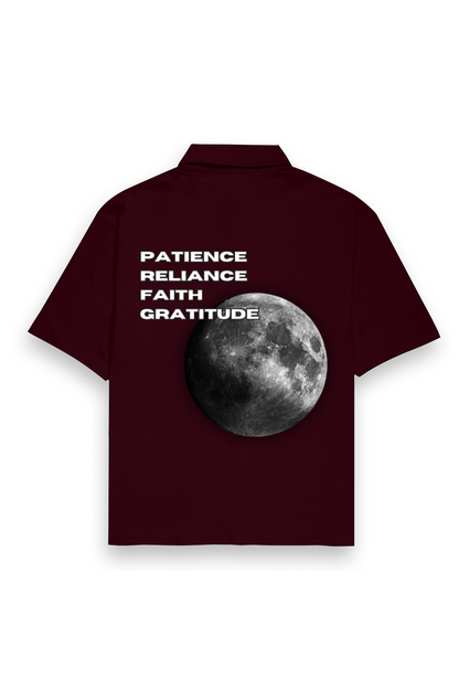 PATIENCE RELIANCE FAITH GRATITUDE Oversized Shirt (Maroon)