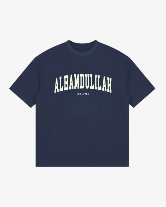 ALHAMDULILLAH Unisex Oversized T-Shirt - Navy Blue