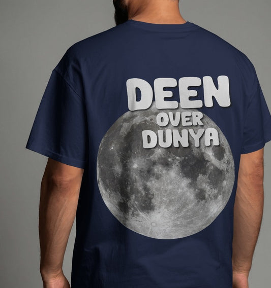 DEEN OVER DUNYA Unisex Oversized T-shirt (Navy Blue)