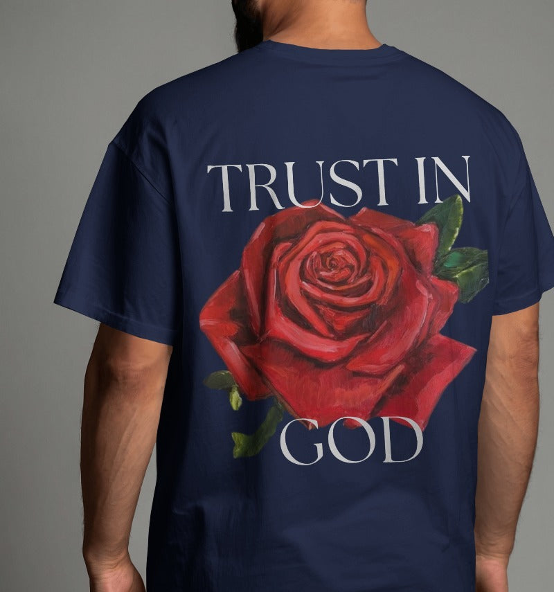 TRUST IN GOD Unisex Oversized T-shirt (Navy Blue)